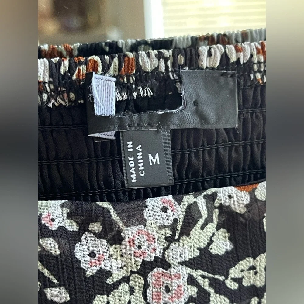 Lulus NWOT Mood Setter Black Floral Print Ruched Long Sleeve Top - Picture 3 of 12